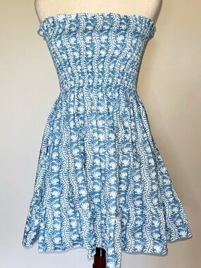 Hill House Home Nap Dress in Blue Floral Print- Size XS- Straps Removed